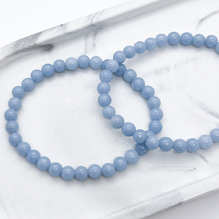 Браслет, ангелит, диаметр бусин около 6 мм, размер 17 см