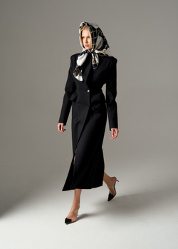 Пальто-пиджак приталенное, черный