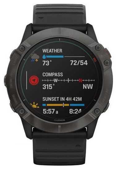 Умные часы Garmin Fenix 6X Pro Solar титановый DLC, серый/черный