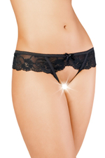 Эротические трусики-стринги с открытой зоной бикини (50-52) (Цвет: черный)
