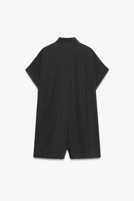 ZARA КОМБИНЕЗОН ИЗ СТРУЯЩЕЙСЯ ТКАНИ С КАРМАНАМИ, ЧЕРНЫЙ