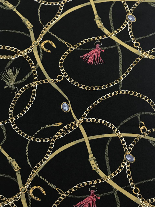 Шифон спандекс принт, цепи на черном Пикассо