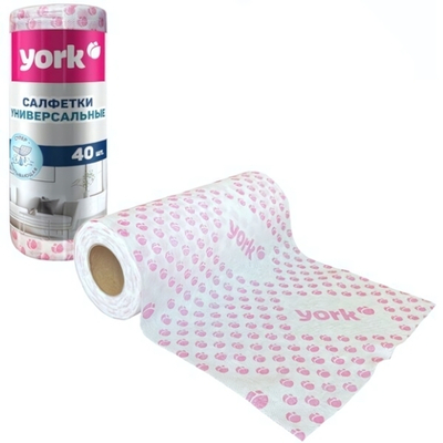 Салфетки вискозные Тюльпан Премиум в рулоне YORK 40шт. (25х40 см)