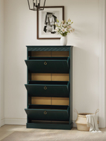 Обувница для прихожей Индра, 123х66х21, тумба для обуви из МДФ, изумруд, Dipriz