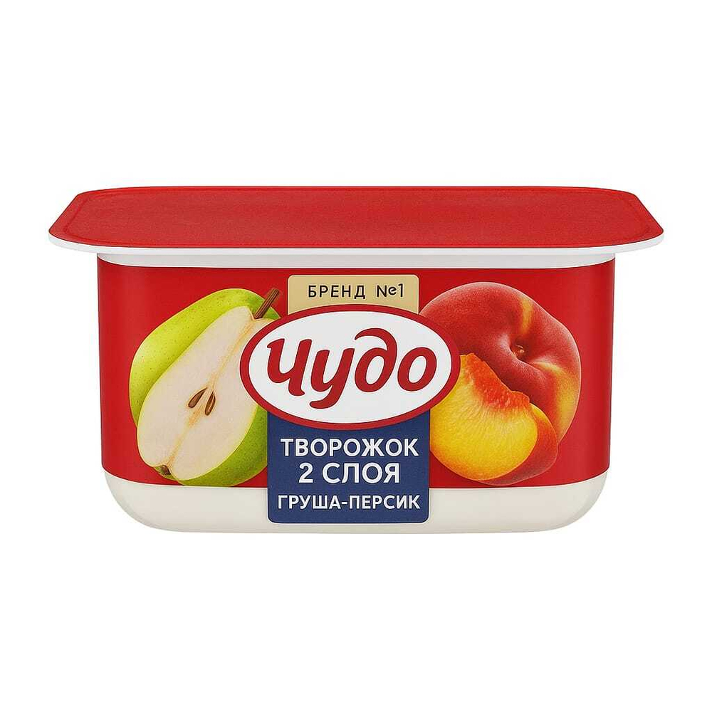 Чудо творожок 2 слоя персик- груша 5,2% 100 гр
