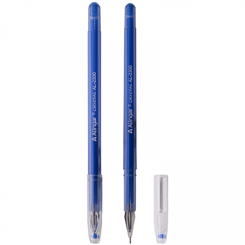 Ручка гелевая Alingar, "Cristal", 0,5 мм, синяя, игольчатый наконечник, круглый, пластиковый корпус, в уп. 12 шт., карт. уп.