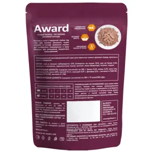 Пауч AWARD Indoor big cats для взрослых домашних кошек крупных пород, кусочки в соусе с говядиной