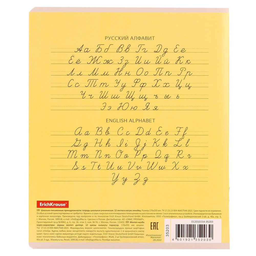 Тетрадь школьная А5 12л косая линия "Классика" (Erich Krause)