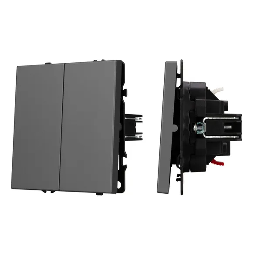 Механизм выключателя двухклавишный проходной SWT-NOBE-MKP2-SFPL-GR (230V, 10A) (Arlight, -) 054257