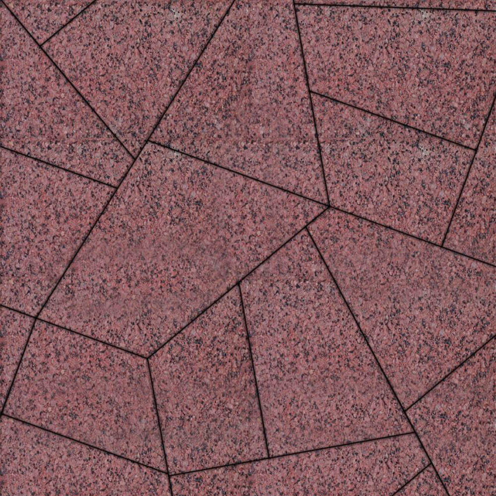 ГРАНИТНАЯ ТРОТУАРНАЯ ПЛИТКА ОРИГАМИ - Б.4.ФСМ.8 ГРАНИТ КРАСНЫЙ С ЧЁРНЫМ, КОМПЛЕКТ ИЗ 6 ВИДОВ ПЛИТ