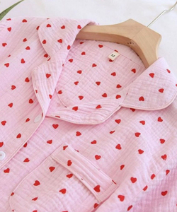 Домашняя одежда ZEPHYR HOME Муслин розовая красные сердечки тройка L