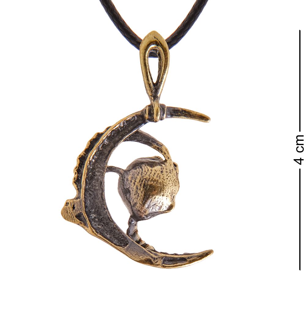 AM-3412 Подвеска «Цветок Лунный» (латунь, янтарь)