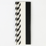 Трубочки бумажные Черно-белые 20 см 12 шт.