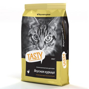 Tasty сухой корм для взрослых кошек со вкусом курицы