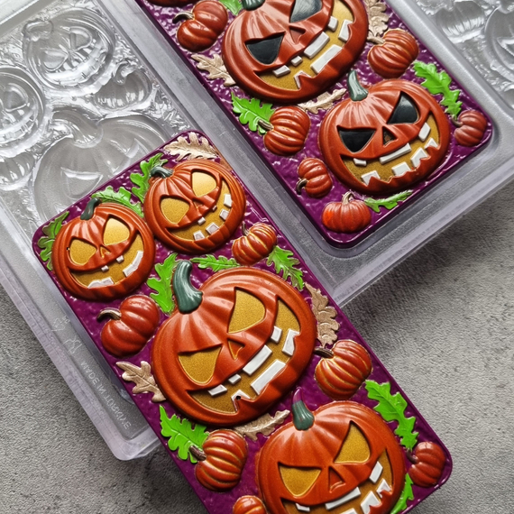 873 | Форма для шоколадных изделий &quot;Halloween Тыквы&quot; (275*175 мм)