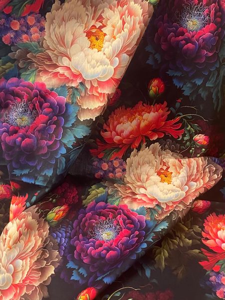 ЦВЕТЫ НА ЧЁРНОМ 100% хлопок Handmade Fabrics 8