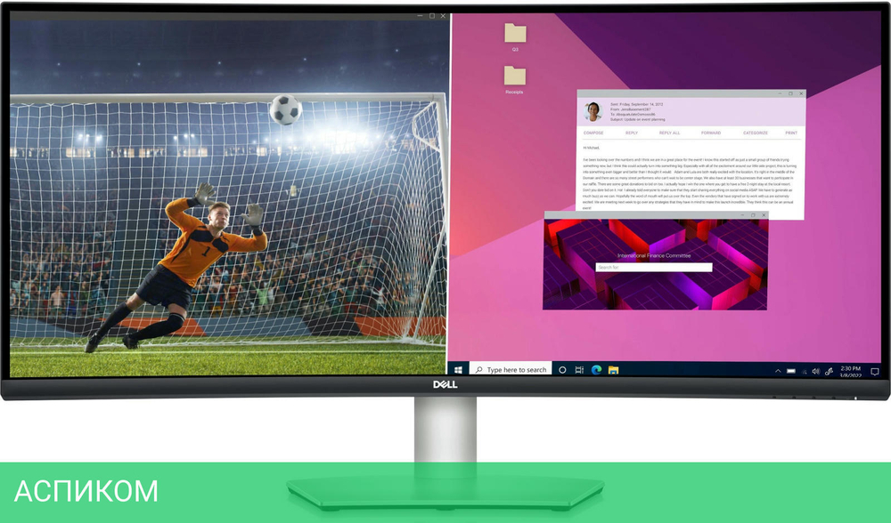 Монитор Dell S3423DWC серебристый/черный (210-BEJE)