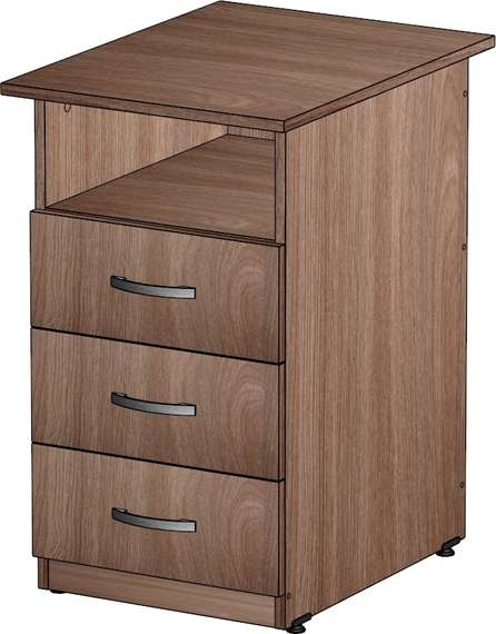 Тумба приставная 3 ящика Стандарт-Pro ясень шимо темный