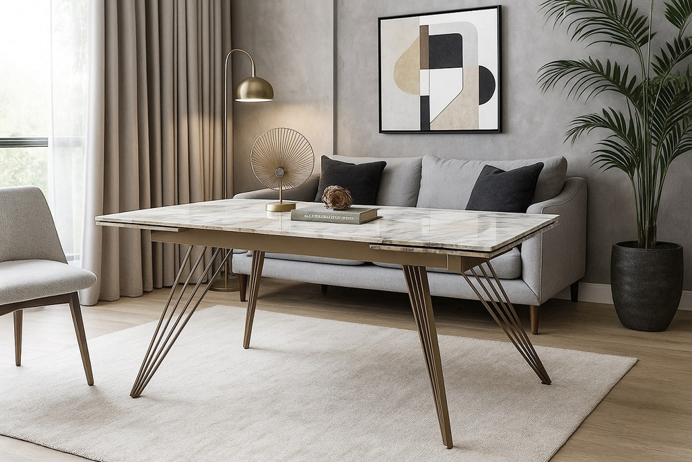 Стол М-City DISAUR Асерра-1 (Acerra-1) 160 Гранд Жаде (Gloss Grand Jade, керамика, Шампань