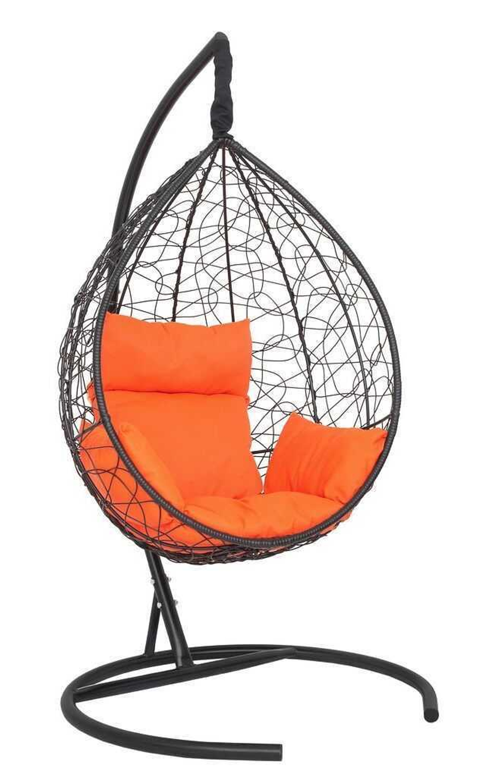 Подвесное кресло-кокон SEVILLA черное, оранжевая подушка (Laura Outdoor)