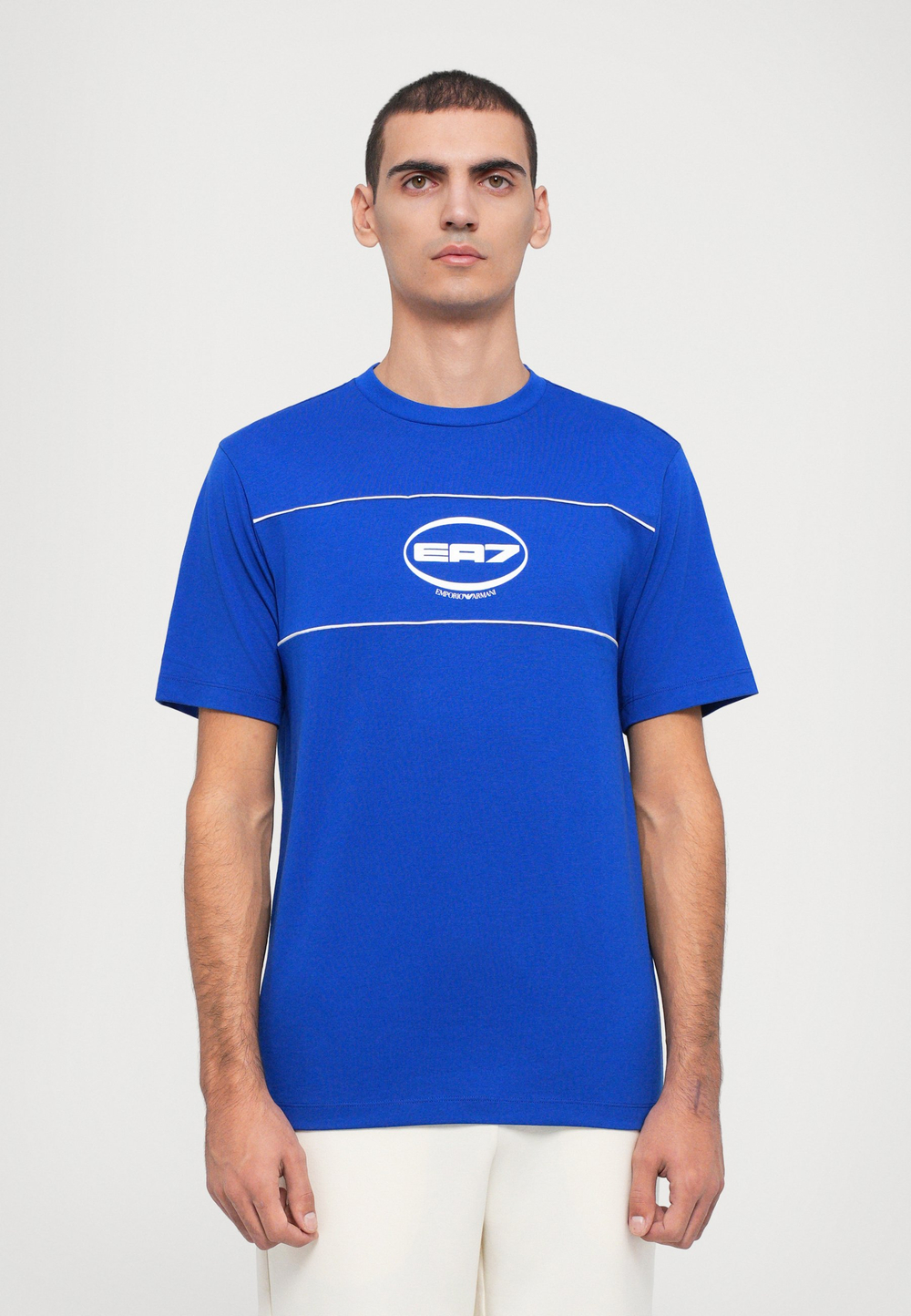 EA7 Emporio Armani TRAIN LOGO SERIES M PIPING TEE SS - Футболка с принтом - Синий