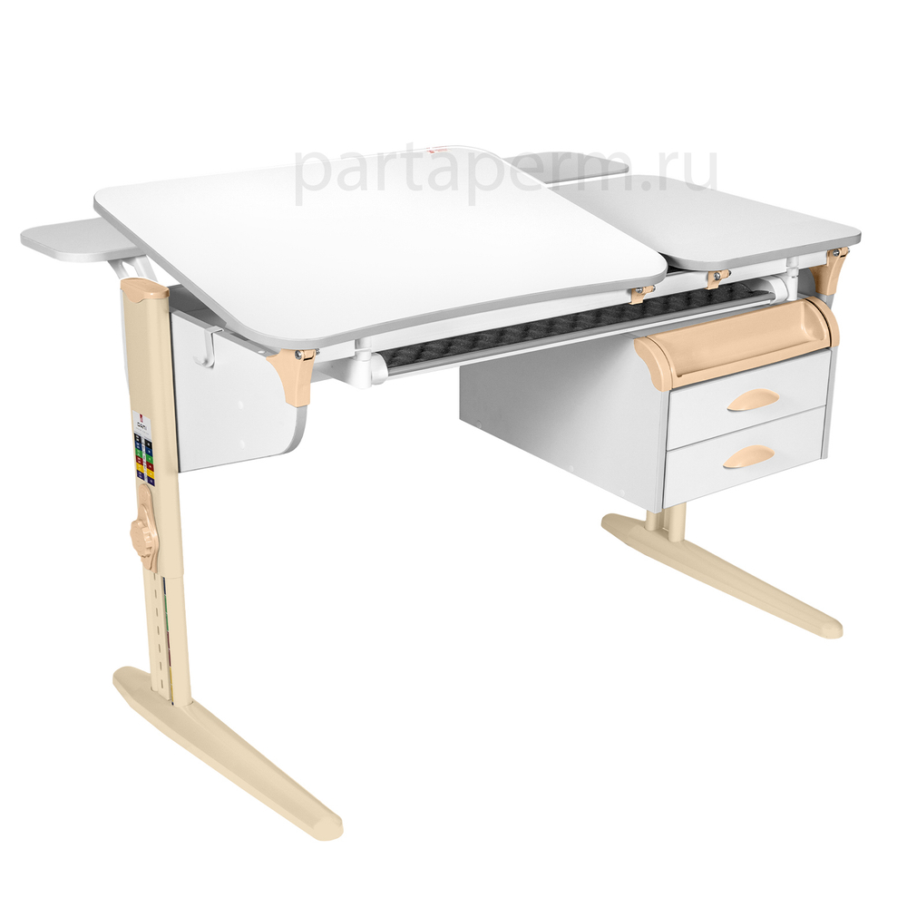 Растущая парта Дэми СУТ 45 с лотком и тумбой ТСН.05 с полками СУТ.45.350 (1200×820 мм)