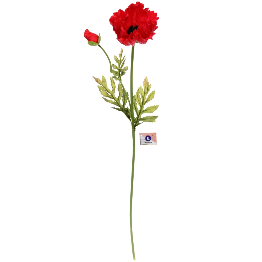 Цветок искусственный «Natur» 60см Мак красный
