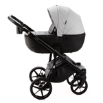 Детская универсальная коляска Adamex NOLA Deluxe 2 в 1 N-SD107 (Светло-серая экокожа, Черная экокожа)