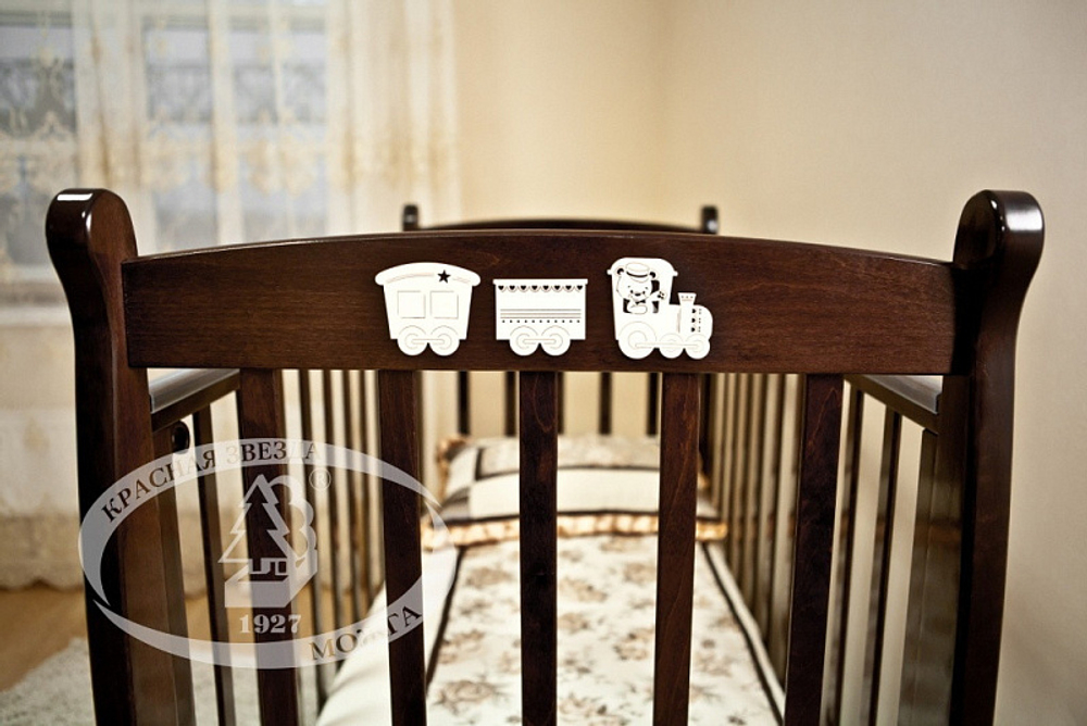 Детская кроватка Красная Звезда Елисей С-717 №5 Паровозик ваниль