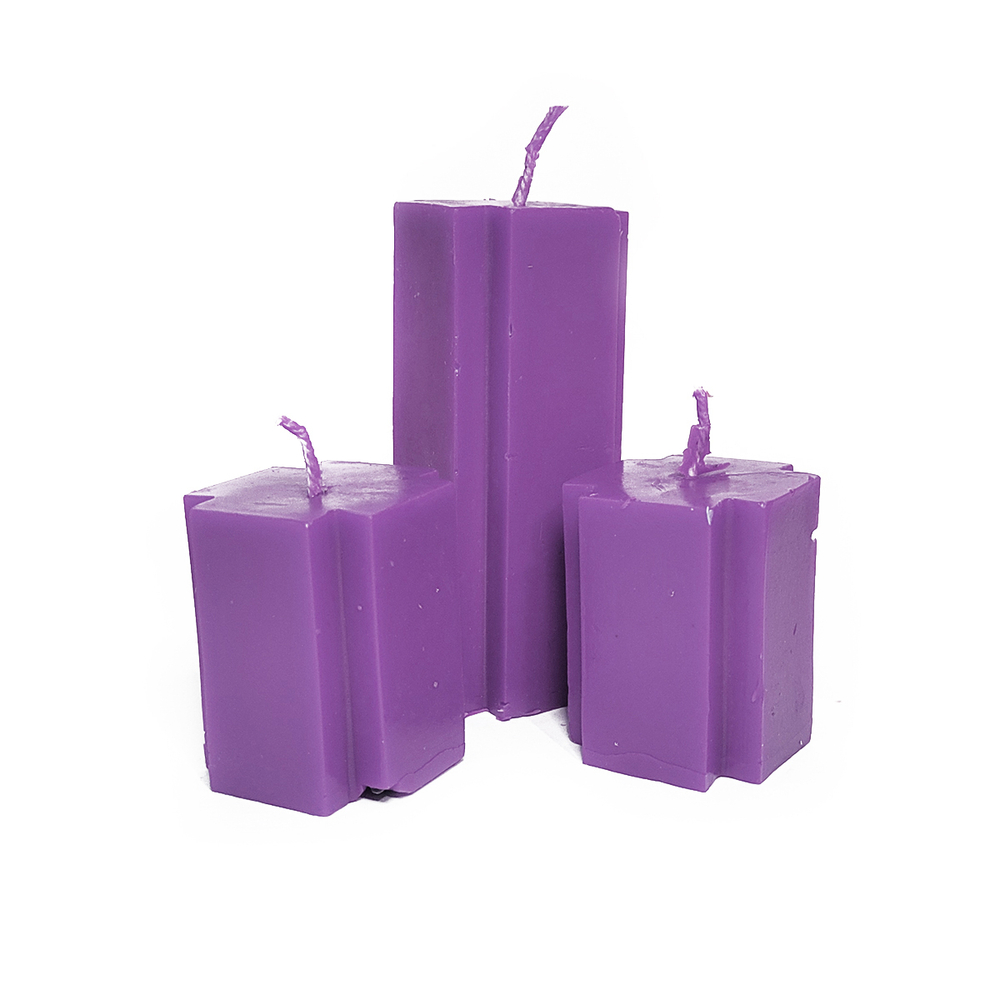 Свечи крест фиолетовые/ пчелиный воск / 95х37 мм и 47х37 мм