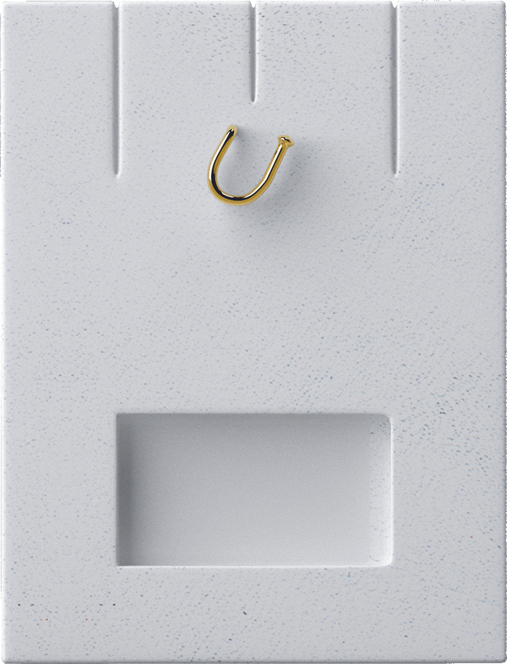 Вкладыш 08/наклонный/для серег/подвески/2 прорези/крючок/окошко для бирки/прорезь для нитки