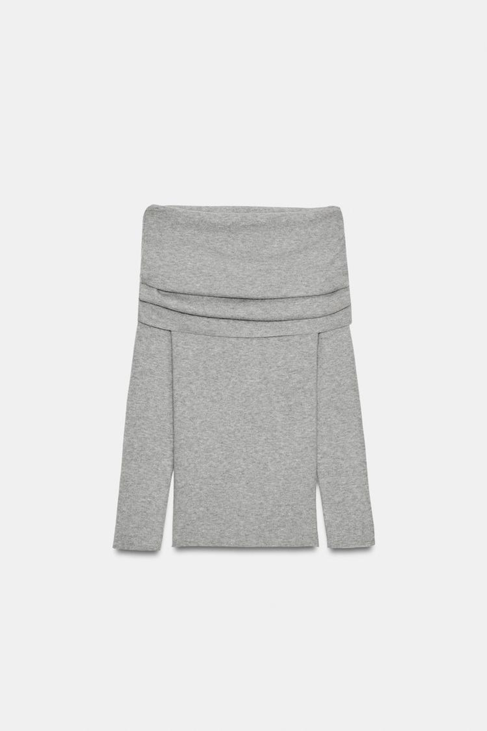 ZARA СВИТЕР С ОТКРЫТЫМИ ПЛЕЧАМИ, СЕРЫЙ МЕЛАНЖ