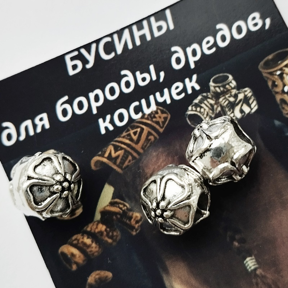 Бусины для бороды, косичек "Цветы"