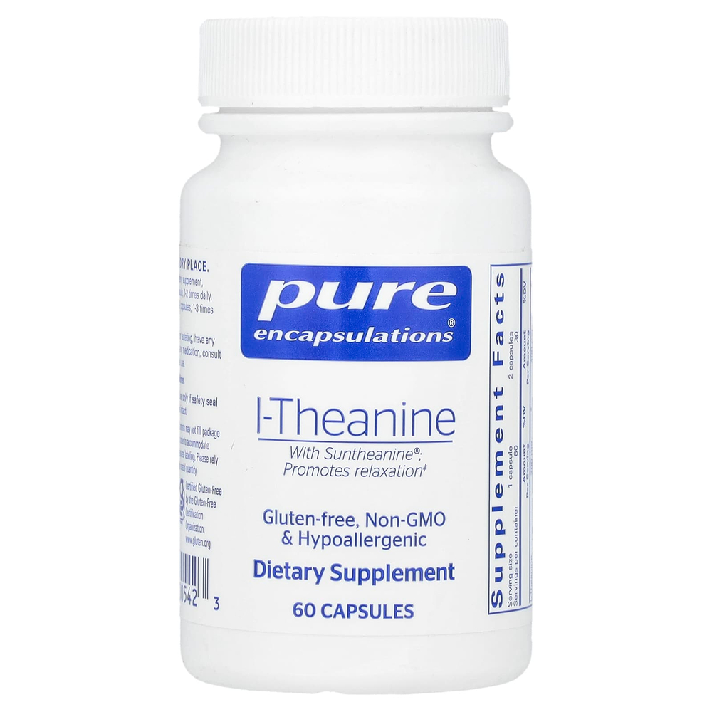 Pure Encapsulations, L-теанин, 60 капсул (200 мг в 1 капсуле)
