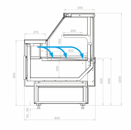 Холодильная витрина Carboma PALM 3 GC95 SV 2,0-1 без боковин (версия 2.0)