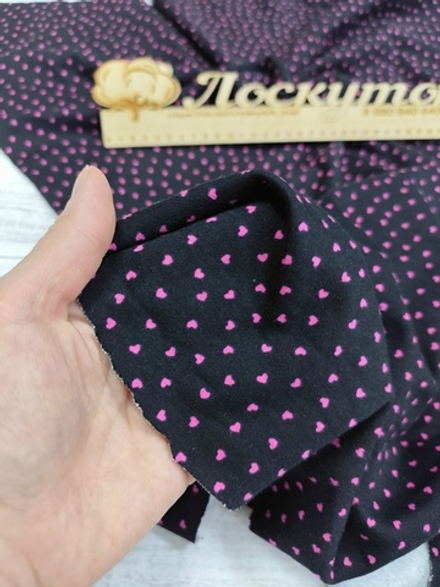 Интерлок / Сердечки на черном