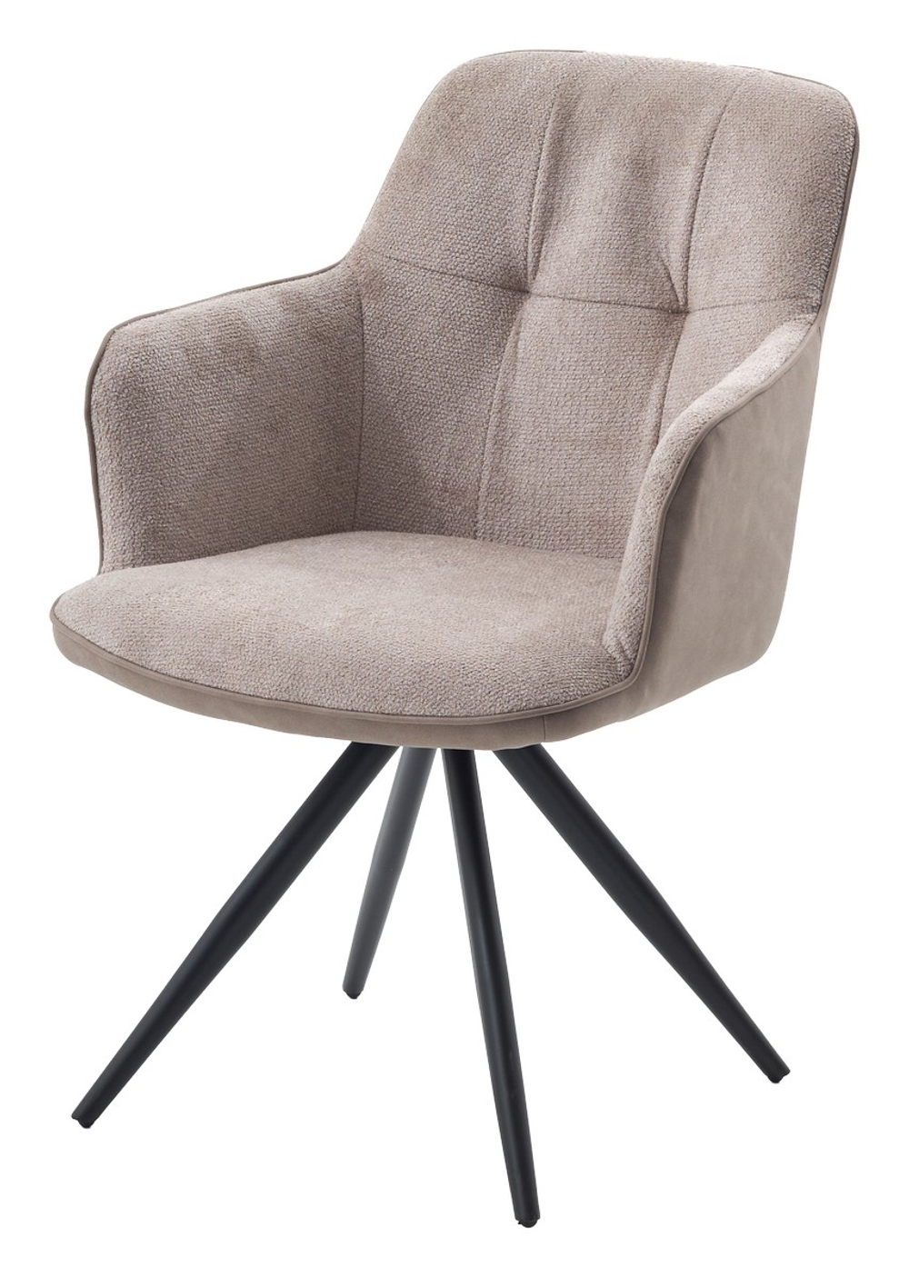 Стул М-City DISAUR Норман поворотный на 360 градусов, Bella-03, Cyprus-03 Латте, Шенилл, Замша, Черный каркас