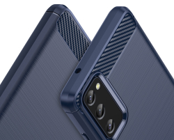 Темно синий защитный чехол в стиле карбон на Samsung Galaxy S20 FE (Fan Edition), серия Carbon от Caseport