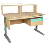 Растущая парта СУТ 25 с задними полками СУТ.15.240 и навесной тумбой (1200×880 мм)