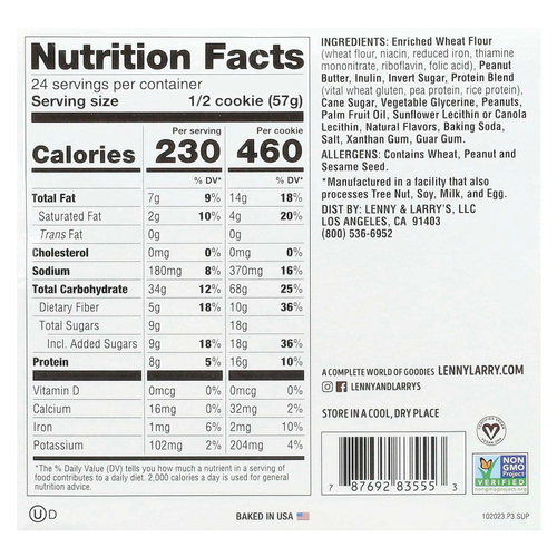 Lenny & Larry's, The Complete Cookie®, арахисовая паста, 12 видов печенья, 113 г (4 унции)