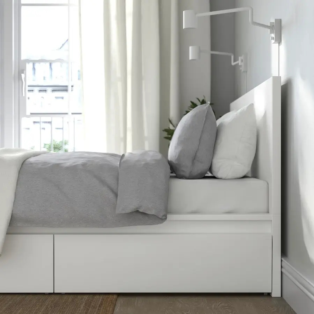 Каркас кровати с 4 ящиками для хранения - IKEA MALM, 200х180 см, белый, МАЛЬМ ИКЕА