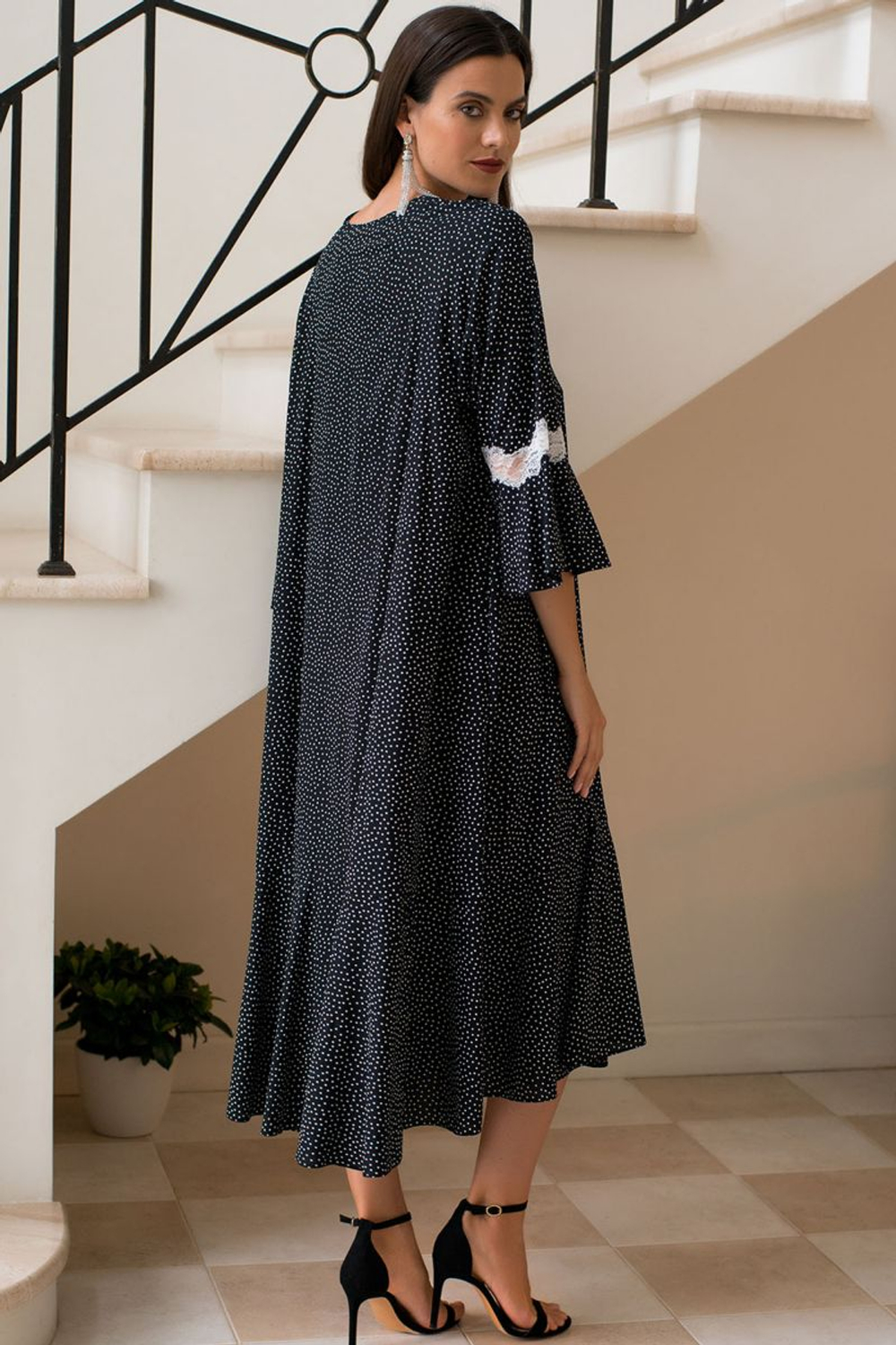 Длинная сорочка свободного кроя из вискозы (Размер: XS-S) (Цвет: черный)