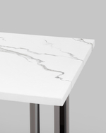 Журнальный столик Нэйтан 61*61 белый мрамор сталь темный хром