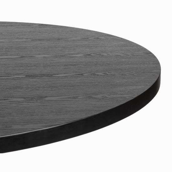 Обеденный стол Tru диаметр 120 черный, сталь нержавеющая и шпон дерева