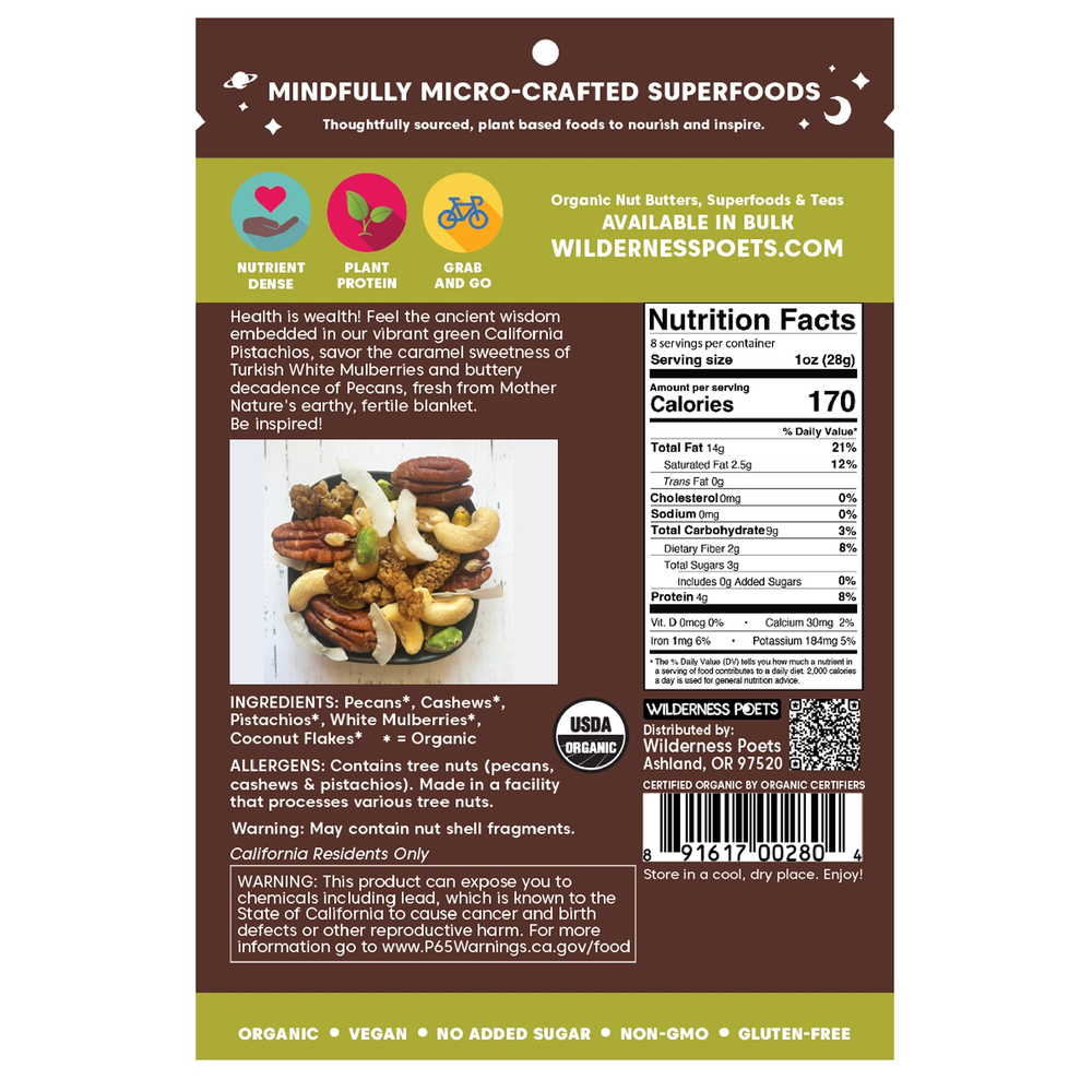 Wilderness Poets, Organic Wild Mix, смесь Delight Trail, 226 г (8 унций)