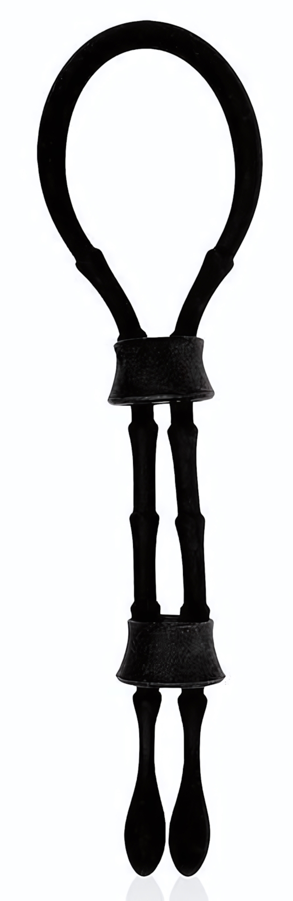 Черное силиконовое эрекционное кольцо-лассо с двумя утяжками (Цвет: черный)