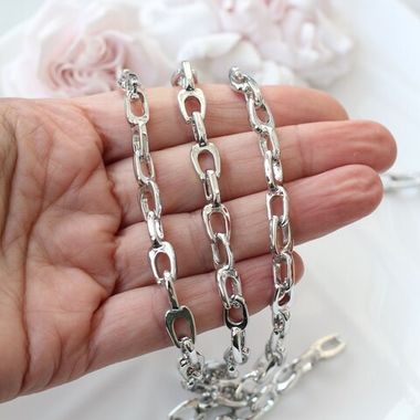 Цепочка с двойным звеном 20*8 мм, родий, 50 см, А044