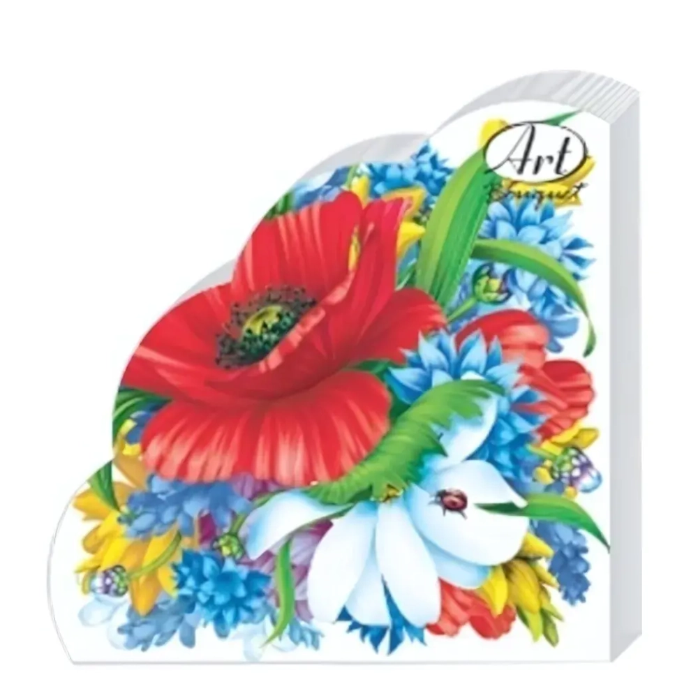 Салфетки бумажные RONDO 3 сл., 12л, круглые, Букет, d32см