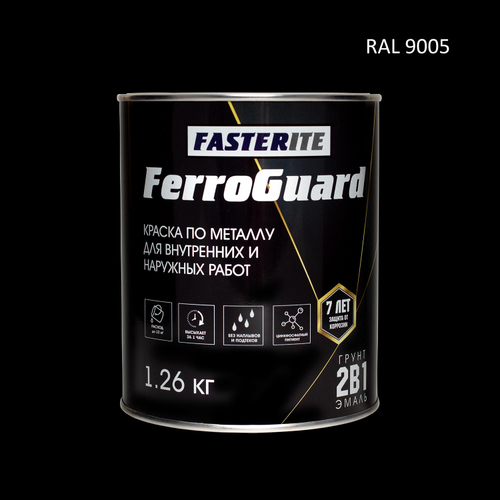 Грунт-эмаль 2в1 "FerroGuard" цвет черный 9005, 1,26кг