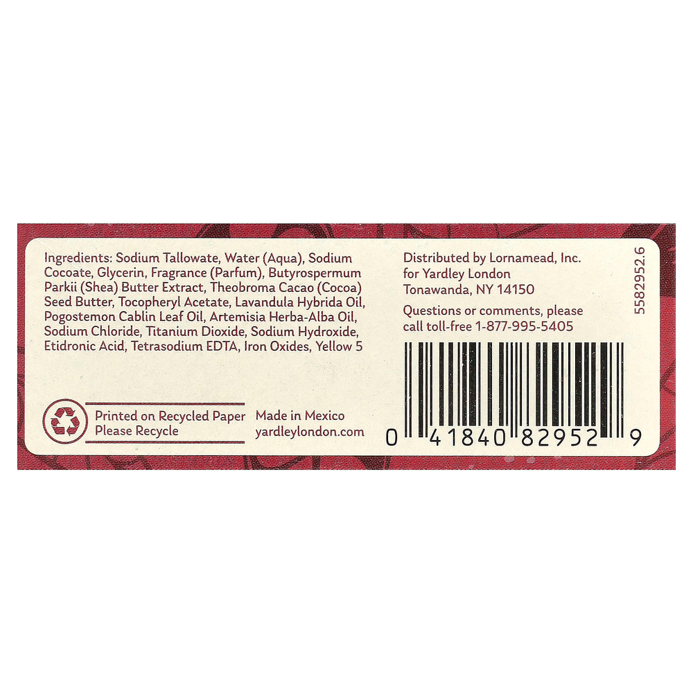 Yardley London, питательный мыло для ванны, какао-масло, 113 г (4 унции)